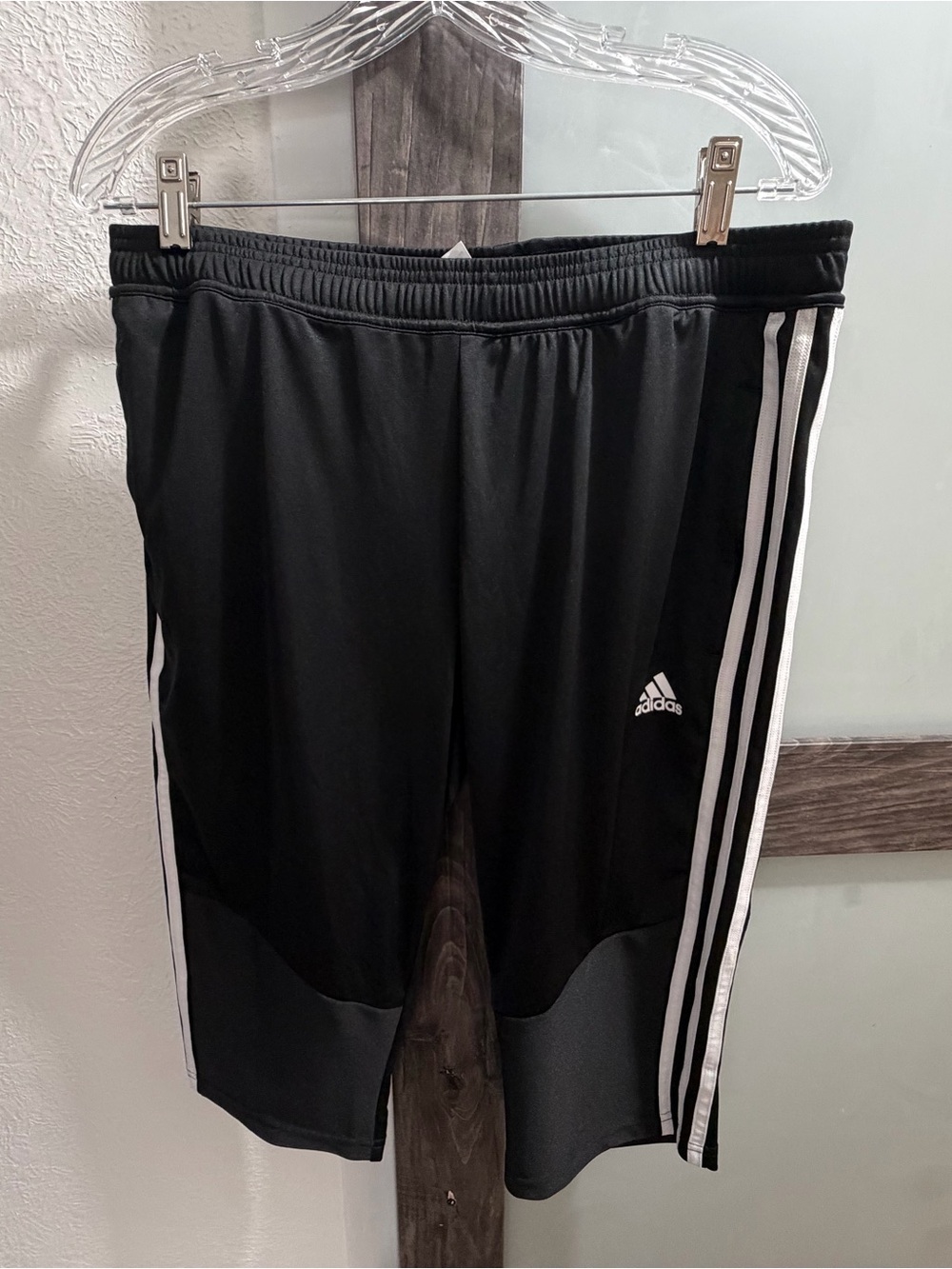 adidas Black capri mesh pants with White Side Stripes